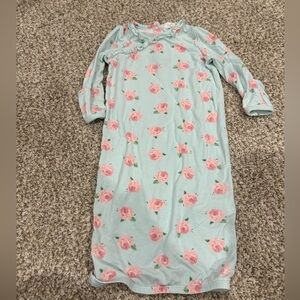 Angel Dear Baby Gown - Pink Roses on Blue